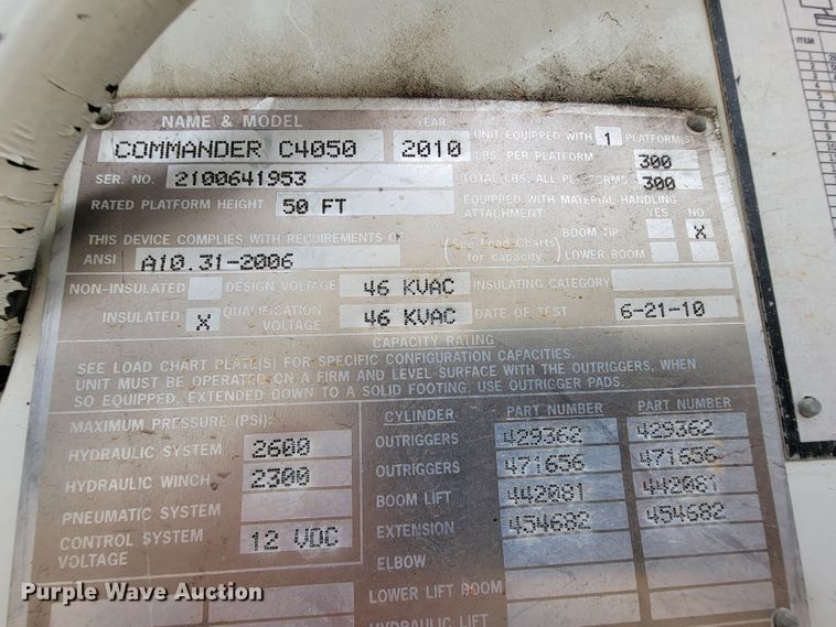 image for item KQ9119 2011 International 7400  digger derrick truck