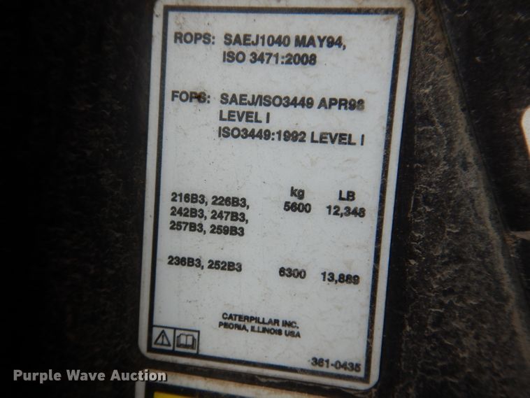 image for item KY9582 2012 Caterpillar 259B3  tracked skid steer loader