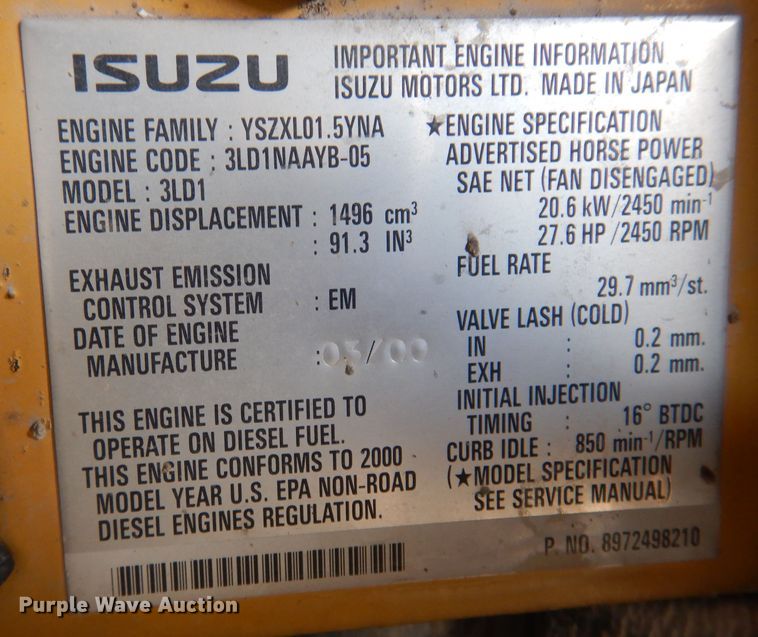 image for item KY9647 2000 John Deere 35ZTS  mini excavator