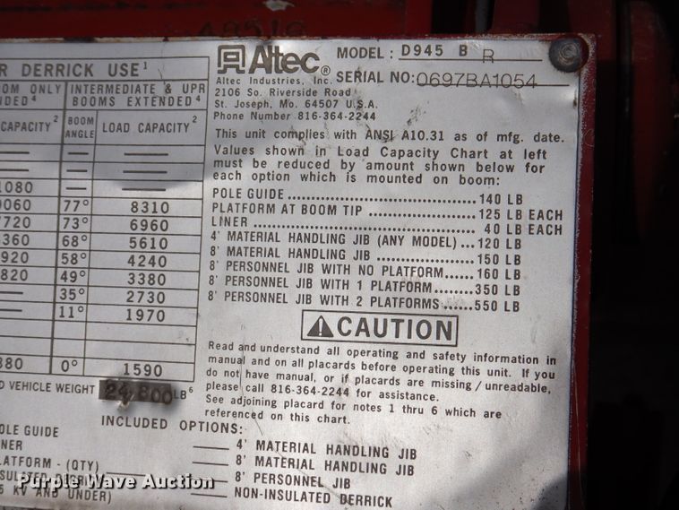 image for item KY9656 1998 Freightliner Business Class FL70  digger derrick truck