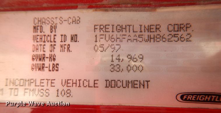 image for item KY9656 1998 Freightliner Business Class FL70  digger derrick truck
