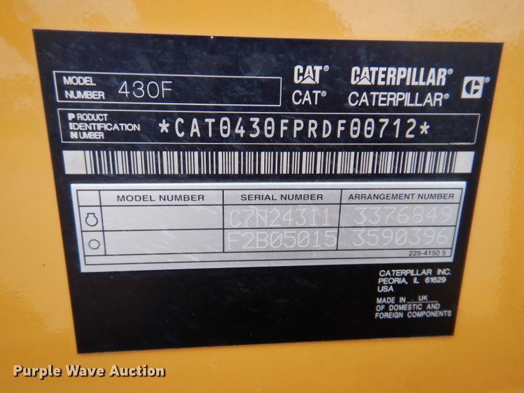 image for item KY9670 2014 Caterpillar 430F  backhoe