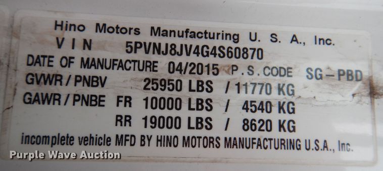 image for item KY9683 2016 Hino 268  utility / service truck