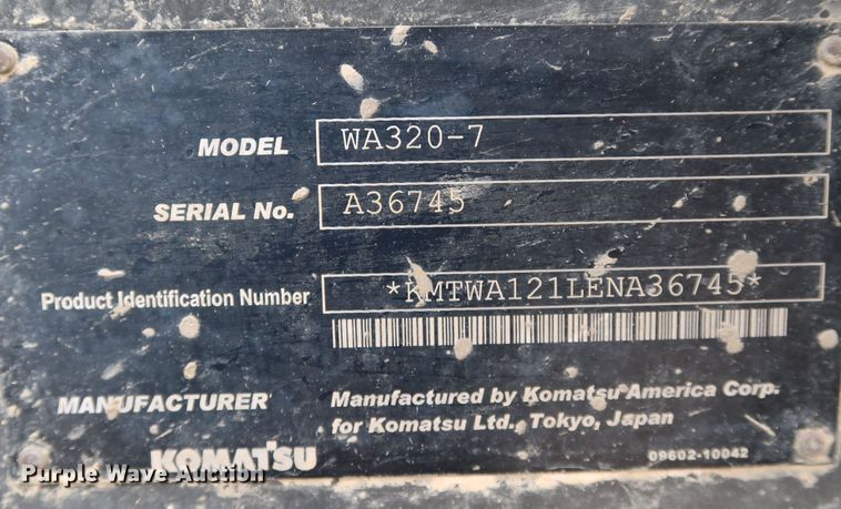 image for item DJ2395 2016 Komatsu WA320-7  wheel loader