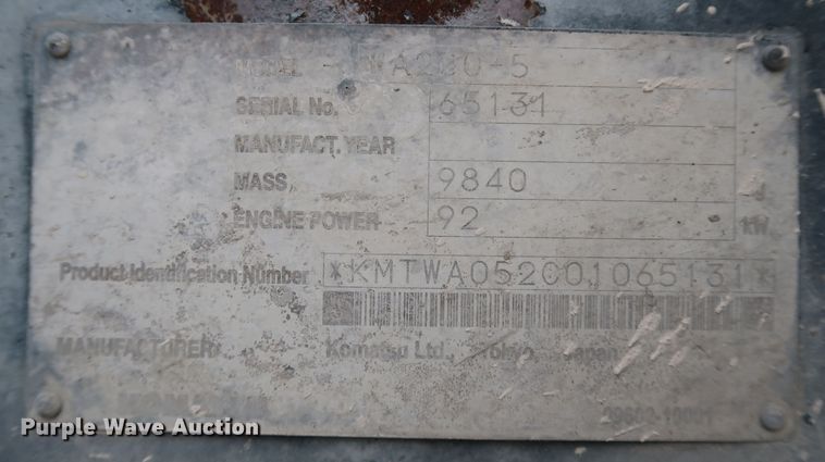 image for item DJ2396 2004 Komatsu WA200-5  wheel loader