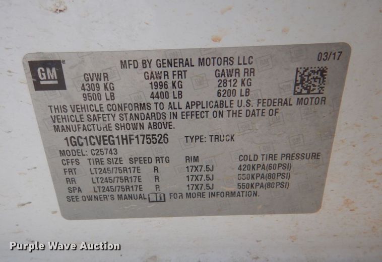 image for item DL0678 2017 Chevrolet Silverado 2500HD LT  Crew Cab pickup truck