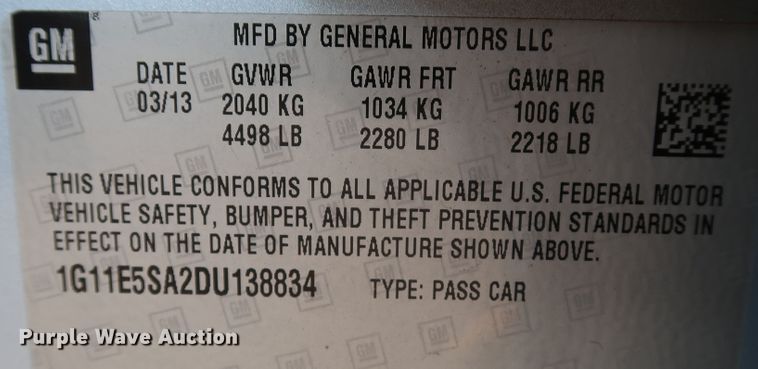 image for item JP9330 2013 Chevrolet Malibu LT