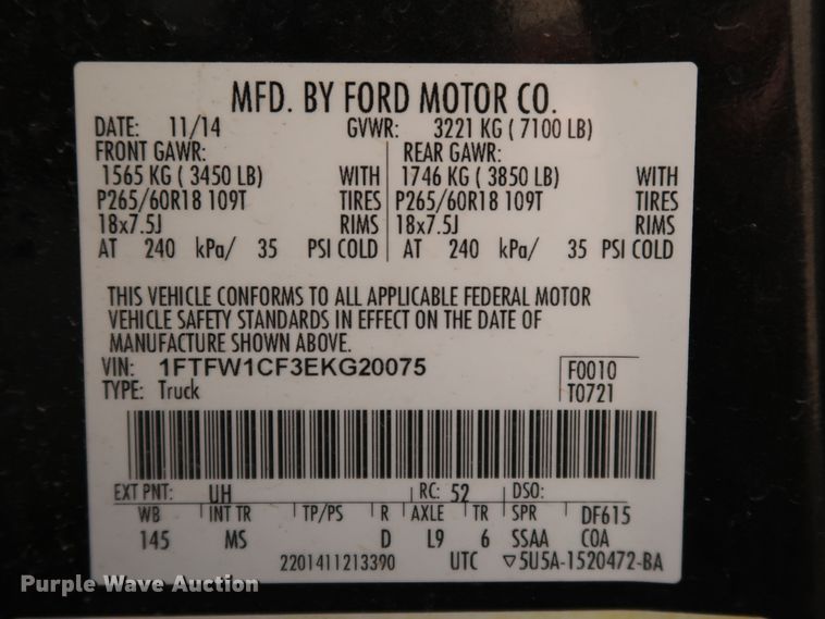 image for item JP9333 2014 Ford F150  SuperCrew pickup truck