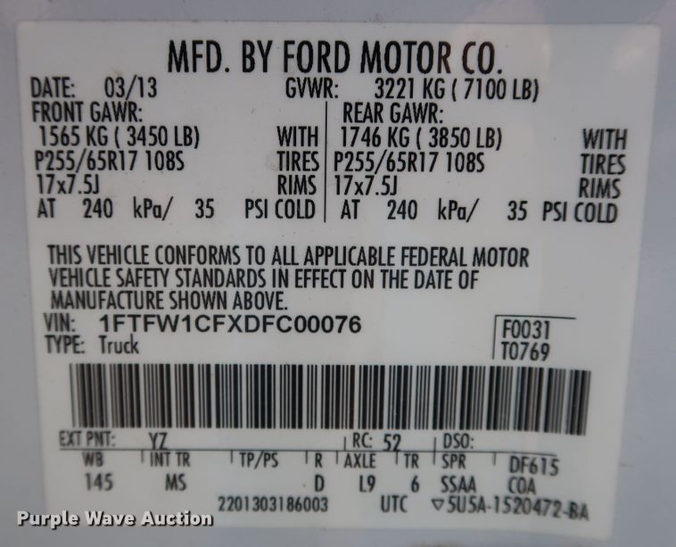 image for item JP9340 2013 Ford F150  SuperCrew pickup truck