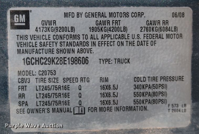 image for item JP9341 2008 Chevrolet Silverado 2500HD  Ext. Cab pickup truck