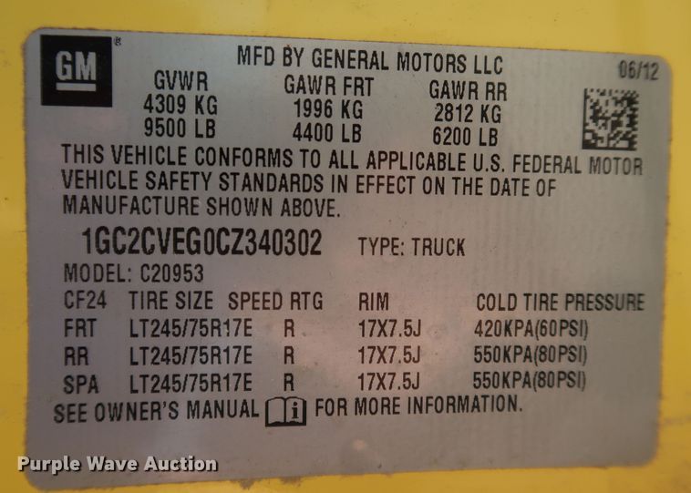 image for item JP9349 2012 Chevrolet Silverado 2500HD  Ext. Cab pickup truck