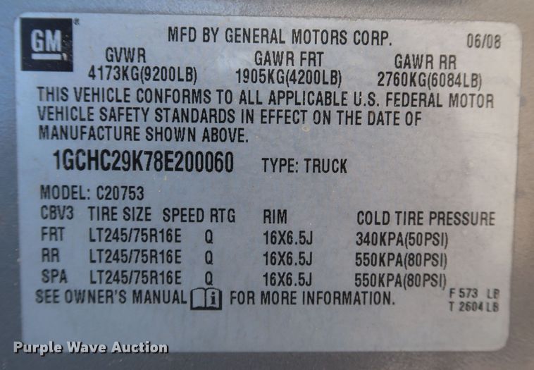 image for item JP9350 2008 Chevrolet Silverado 2500HD  Ext. Cab pickup truck