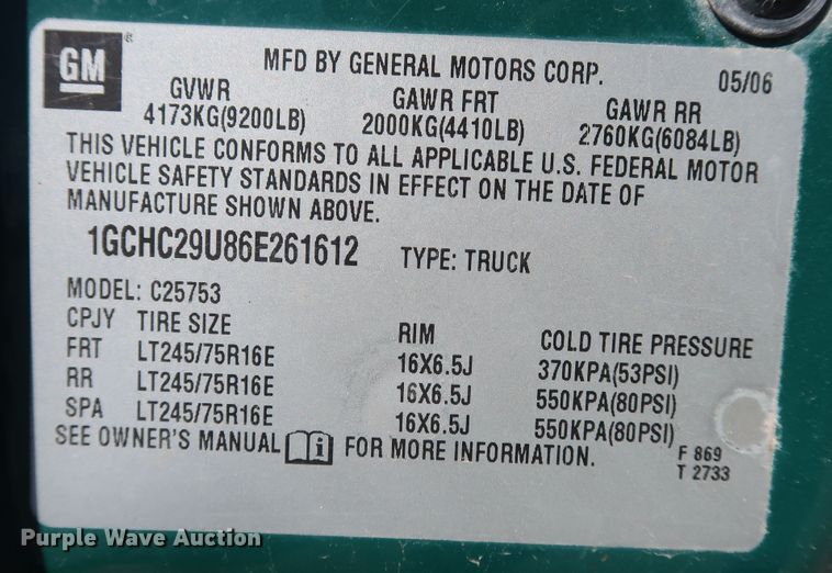 image for item JP9356 2006 Chevrolet Silverado 2500HD  Ext. Cab pickup truck