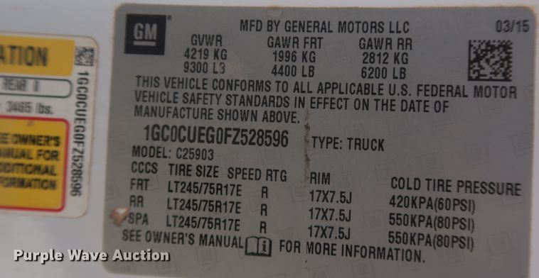 image for item JP9359 2015 Chevrolet Silverado 2500HD  pickup truck