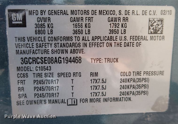 image for item JP9361 2010 Chevrolet Silverado 1500  Crew Cab pickup truck