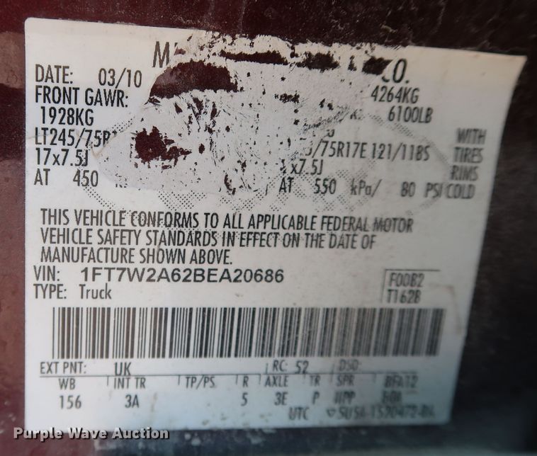 image for item JP9372 2011 Ford F250 Super Duty  Crew Cab pickup truck