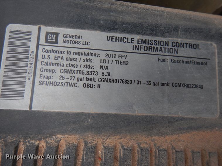 image for item DJ7458 2012 Chevrolet Tahoe Police  SUV