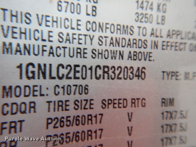 image for item DJ7461 2012 Chevrolet Tahoe Police  SUV