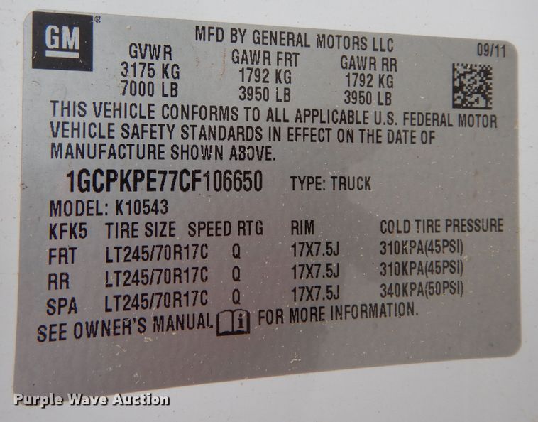 image for item DJ7465 2012 Chevrolet Silverado 1500  Crew Cab pickup truck