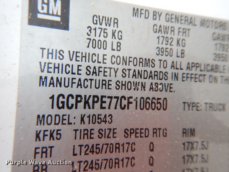 image for item DJ7465 2012 Chevrolet Silverado 1500  Crew Cab pickup truck