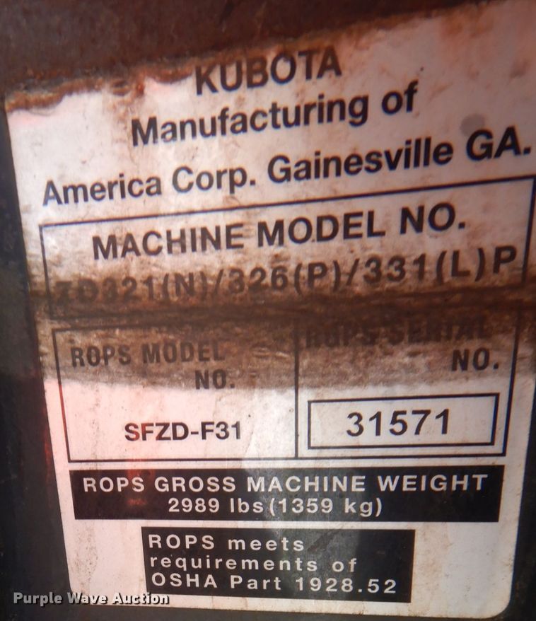 image for item DK1380 Kubota ZD331  ZTR lawn mower