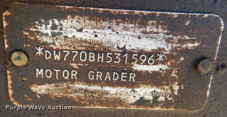 image for item DL0627 1991 John Deere 770BH  motor grader