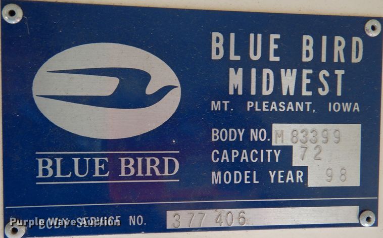 image for item DL3478 1998 Blue Bird TC2000  school bus