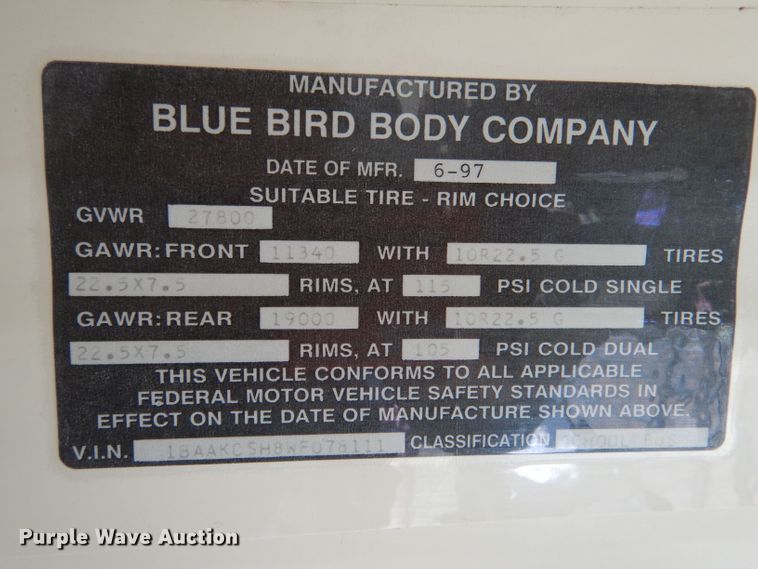 image for item DL3478 1998 Blue Bird TC2000  school bus