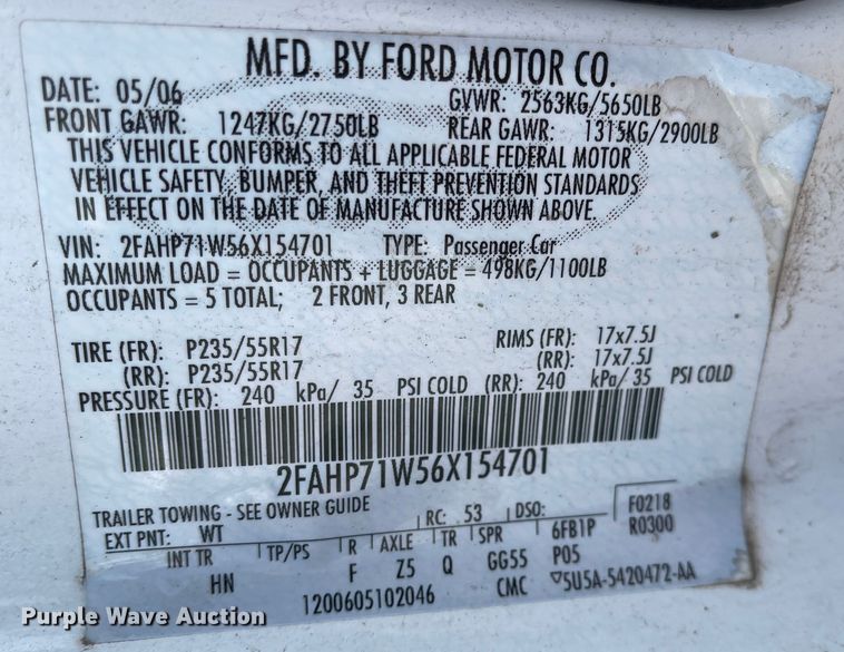 image for item IK9648 2006 Ford Crown Victoria Police Interceptor