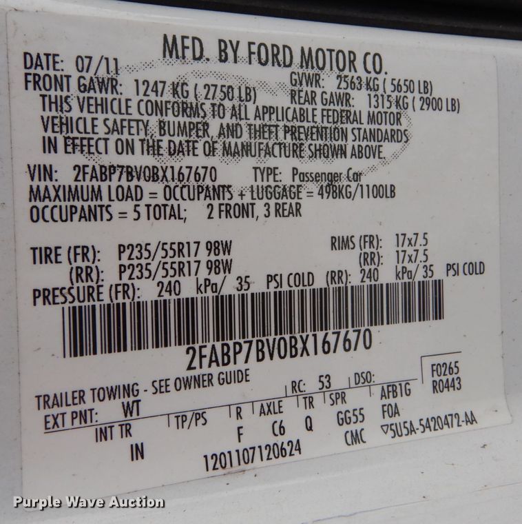 image for item IV9535 2011 Ford Crown Victoria Police Interceptor