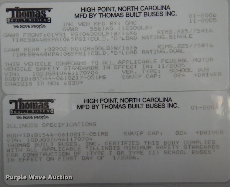 image for item JT9440 2007 GMC Savana G3500  Thomas Minotou school bus