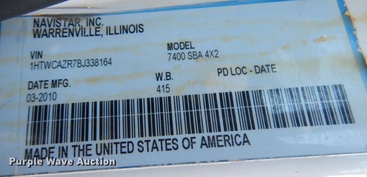 image for item KK9783 2011 International 7400  dump truck