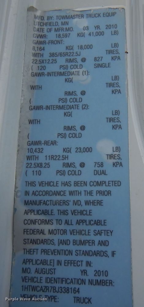 image for item KK9783 2011 International 7400  dump truck