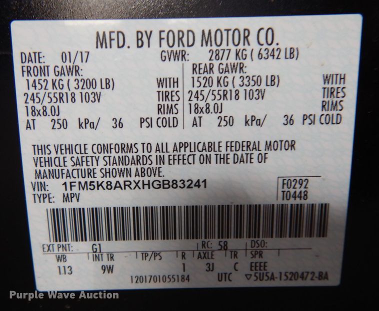 image for item KK9786 2017 Ford Explorer Police Interceptor  SUV