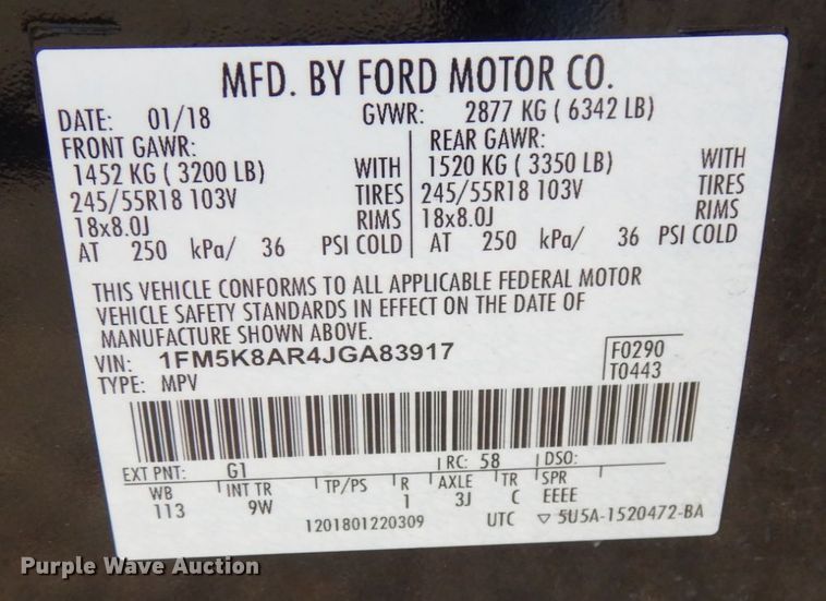 image for item KK9788 2018 Ford Explorer Police Interceptor  SUV