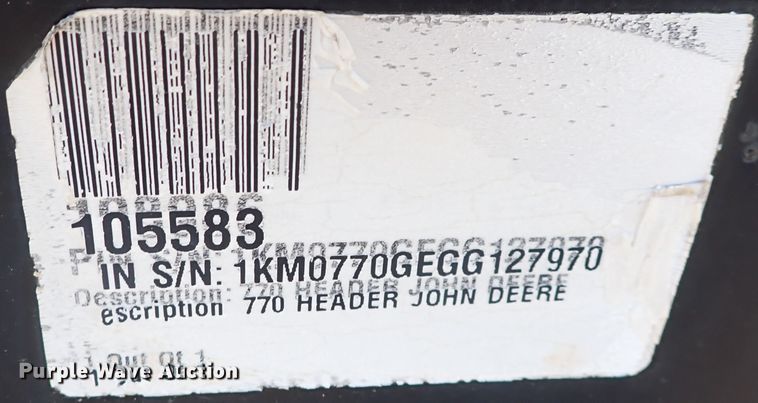 image for item DN2194 2016 John Deere 770  rotary forage head