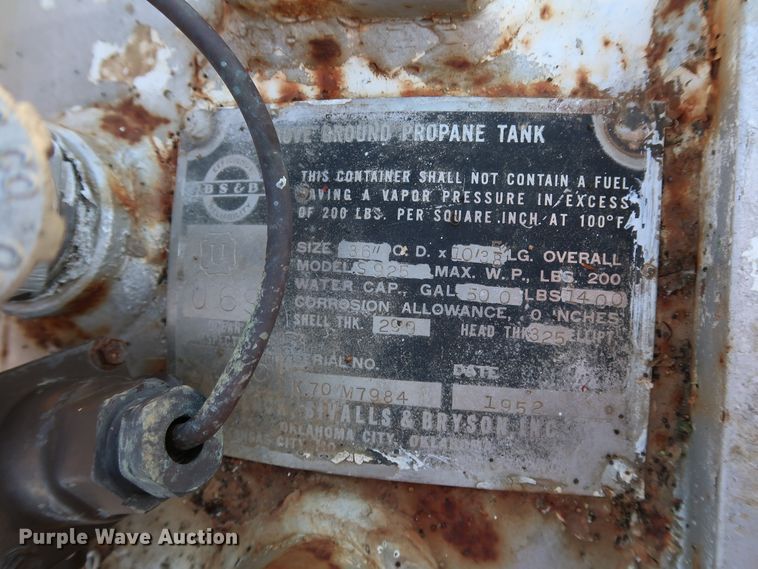 image for item JS9788 1952 BS&B S925  propane tank