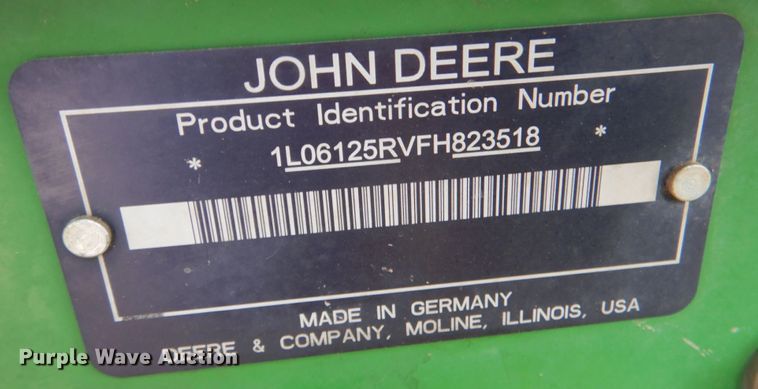image for item KQ9647 2015 John Deere 6125R  MFWD tractor