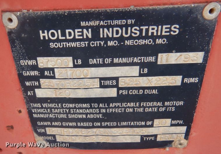 image for item DA5488 1994 Holden HPD46235  lowboy equipment trailer