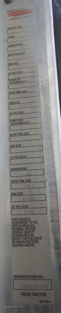 image for item DF0285 2008 Kenworth W900L  semi truck