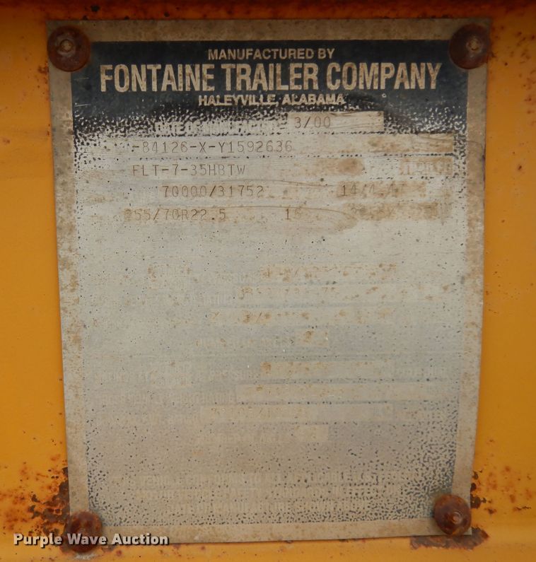 image for item DJ7479 2000 Fontaine FLT-7-35HBTW  drop deck equipment trailer