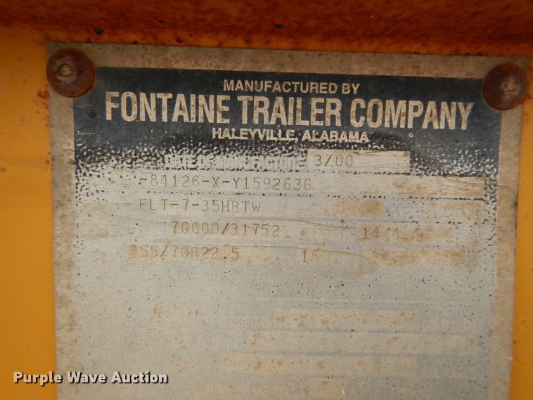 image for item DJ7479 2000 Fontaine FLT-7-35HBTW  drop deck equipment trailer
