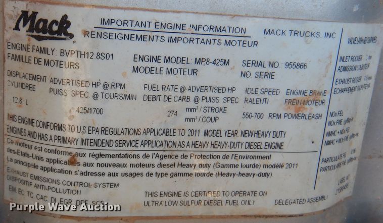 image for item DJ7522 2012 Mack GU713  semi truck