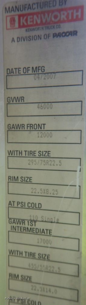 image for item DK1356 2008 Kenworth T800  semi truck