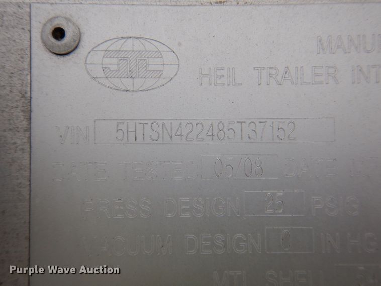 image for item DK1357 2008 Heil  pneumatic dry bulk trailer