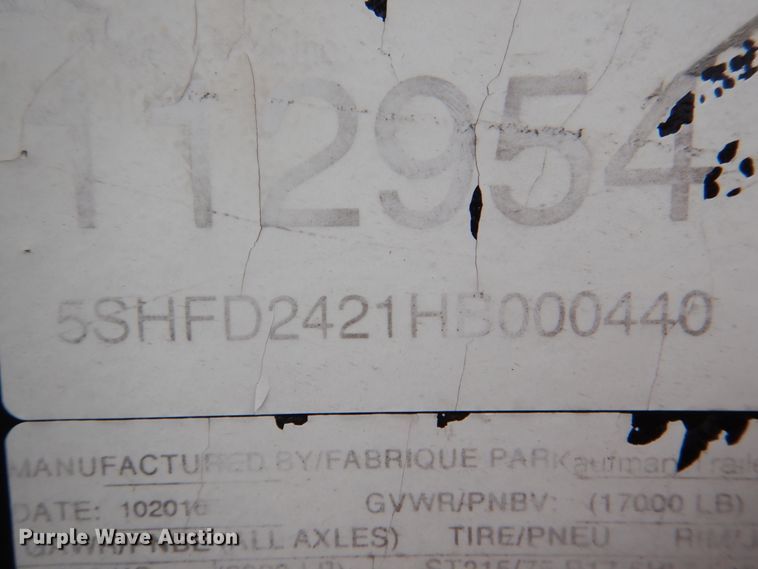 image for item DL0690 2017 Kaufman  tilt deck equipment trailer