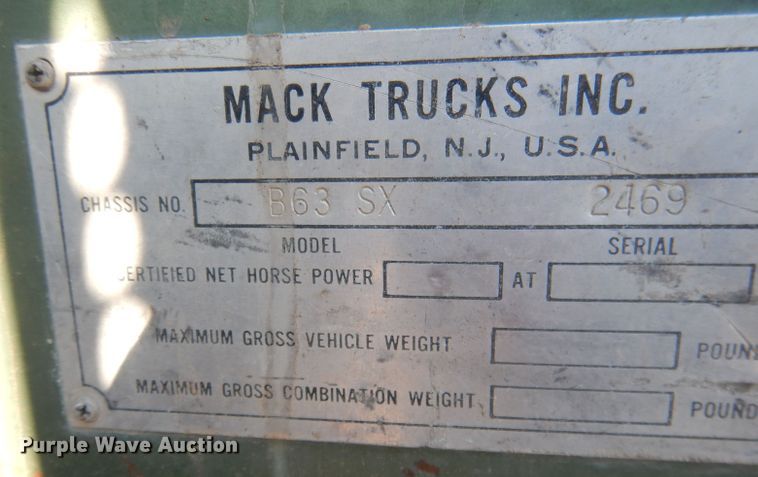 image for item HU9329 1957 Mack B63  truck cab and chassis