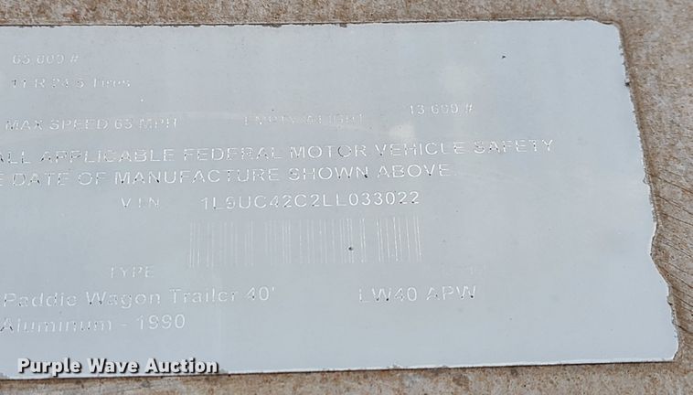 image for item ID9530 1990 Ledwell LW40 APW  feed delivery trailer