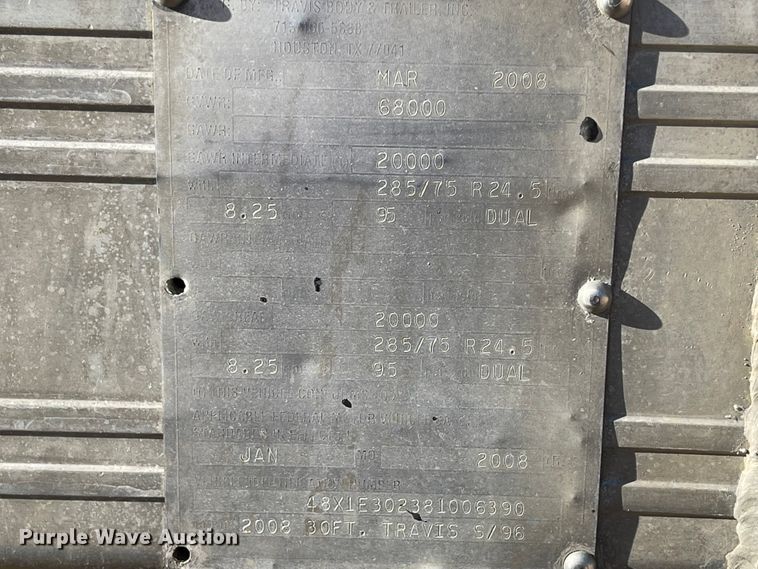 image for item IK9591 2008 Travis  end dump trailer