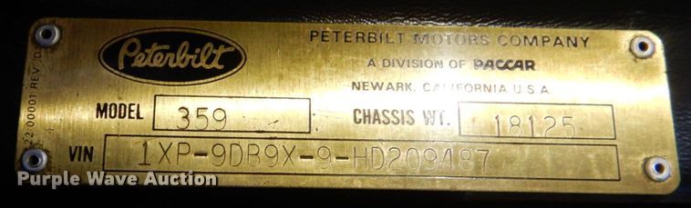 image for item IR9247 1987 Peterbilt 359 Classic  semi truck
